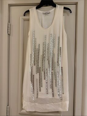 Robert Rodriguez Ivory Tank with Silver Stud Embellishment